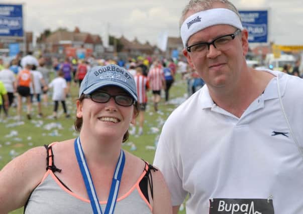 South Shields MP Emma Lewell-Buck and husband Simon after they finished last year's Great North Run.