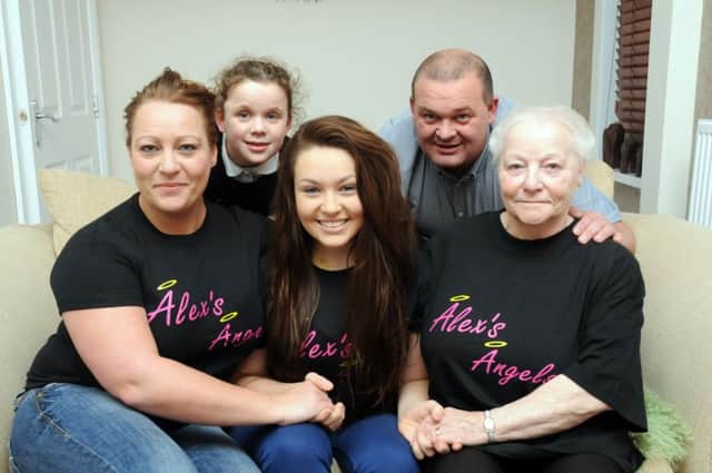 Alex Turner with, front, mother Joanne Purvis and grandmother Pat Turner. Back sister Kaysie Purvis and father Mark Purvis.