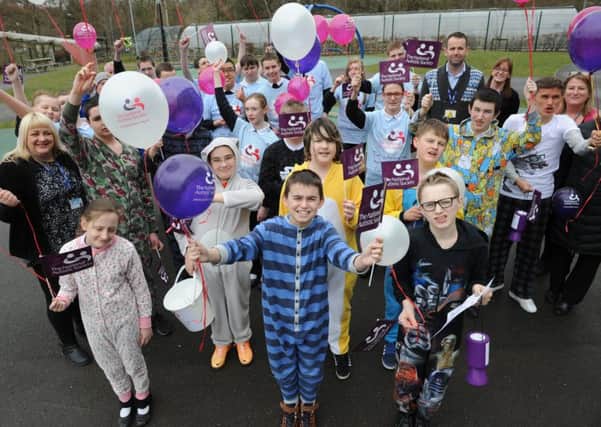 Pupils and staff at Jarrow School taking part in their walk for Autism Awareness Week.