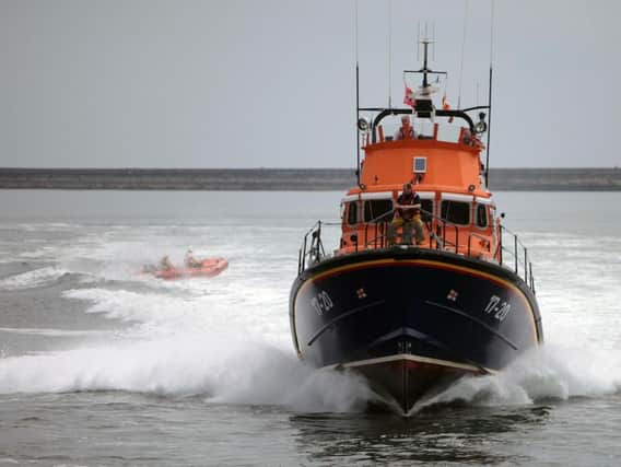 Tynemouth RNLI were involved in today's search along the coastline for a missing man. Photo by Adrian Don.