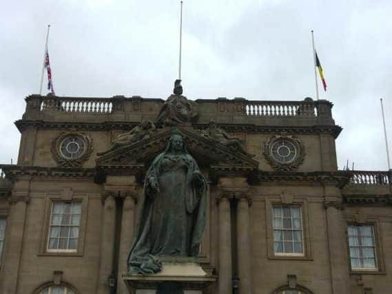 The Belgian flag is being flown at half-mast at South Shields Town Hall in mark of respect.
