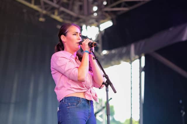 Lola Saunders on stage at Bents Park, South Shields.
