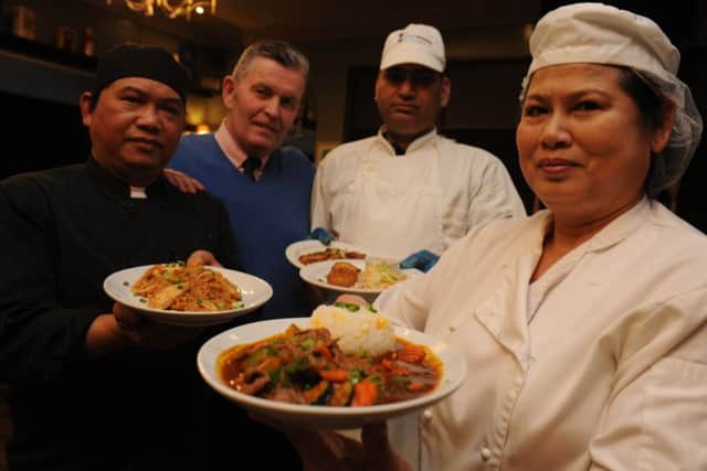 Otto Fusion Restaurant at the Hedworth Hall, manager Carl Mowat with chefs, Wanida Ponton, right, Baga Singh and Ellie Paciente, left.