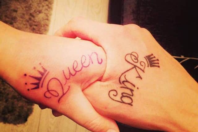 James Wilson had a 'King' tattoo on his hand, and his partner Kayleigh has one saying 'Queen'.