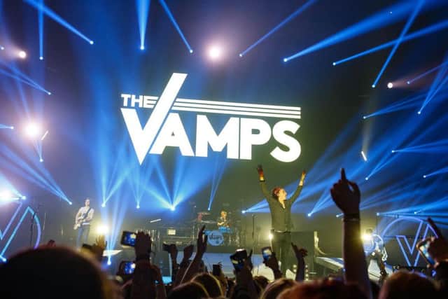 Pop sensations The Vamps in action at the Metro Radio Arena. Pic: Katy Blackwood.