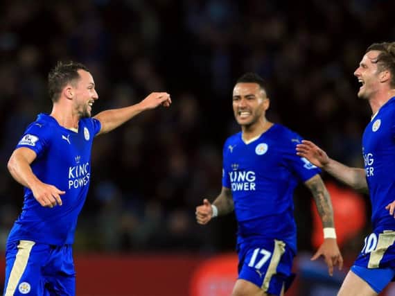 Danny Drinkwater celebrating with his Leicester City teammates