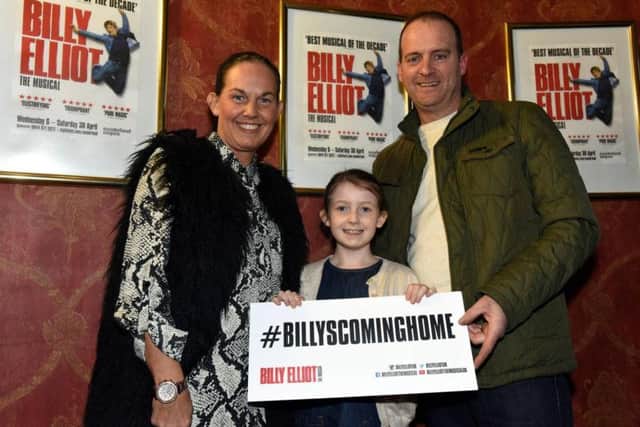 Pictured are County Durham Gogglebox stars Betty and Mark Moffatt with daughter Ava, arriving at the Billy Elliot - The Musical.
Pic: North News and Pictures