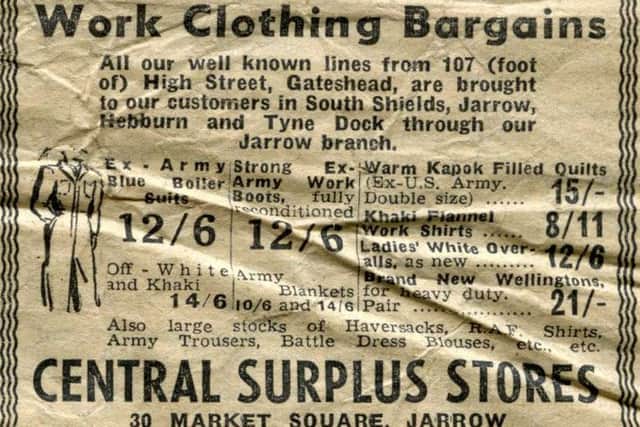 Bargain clothing on offer at Central Surplus Stores of Jarrow.