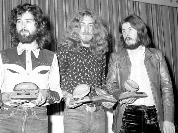 Jimmy Page, Robert Plant and John Bonham of Led Zeppelin pictured in 1970.
