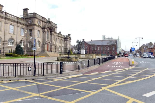 The bus lane outside of South Shields Town Hall in Westoe Road.