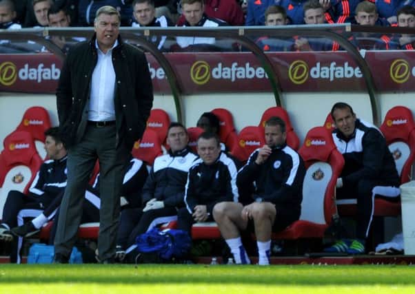 Boss Sam Allardyce watches his Sunderland side succumb to Leicester last weekend