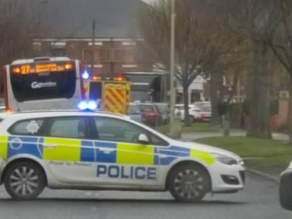 Police on scene after a van and motorbike crashed in Black Road, Hebburn.