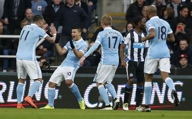 Manchester City's Sergio Aguero celebrates scoring