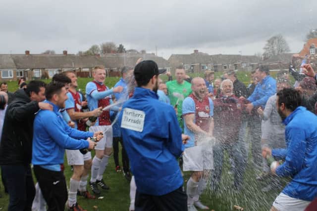 South Shields FC celebrate their title win. Image by Peter Talbot.