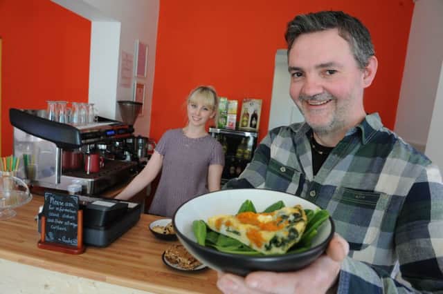 Roots Cafe owner Chay Hobson with Kate Mann, in the new vegan cafe on Westoe Road, South Shields.
