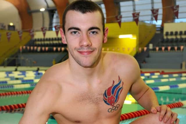 Josef Craig with the tattoo that has led to his disqualification from an IPC swimming event.