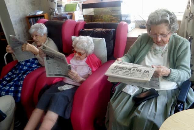 Betty Hedley, Katie Spottiswood Lillian Burns delved into the past at Garden Hill Care Home.