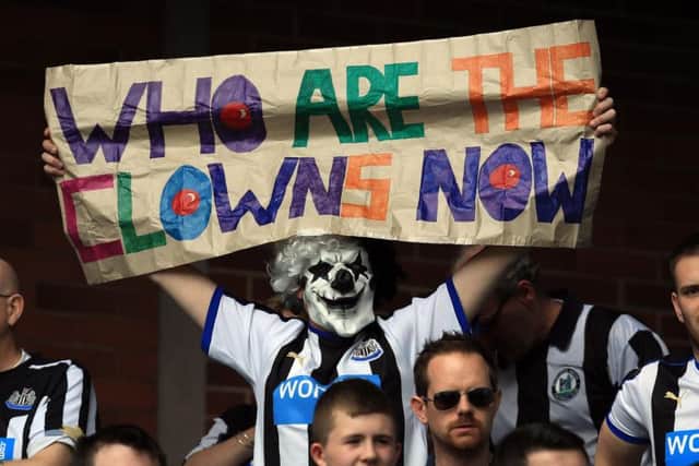 A Newcastle fan at Villa Park
