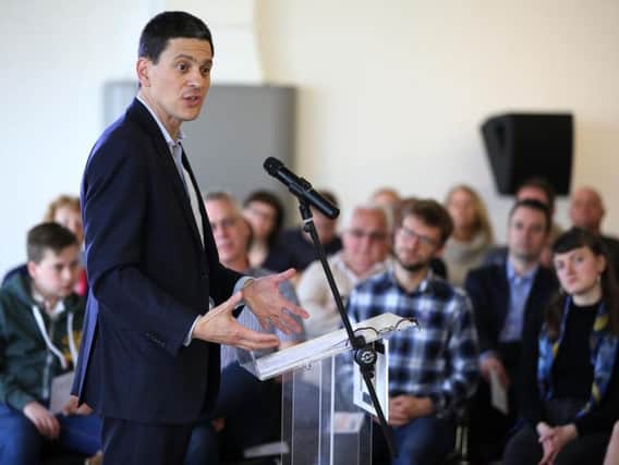 David Miliband addresses an audience in Sunderland