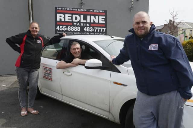 Redline Taxis Office manager Steven Pippin Driver Paul Capewell Booking clerk Lindsey Weatherburn.