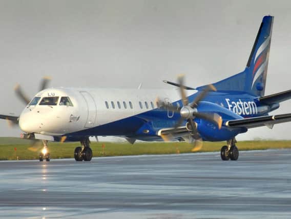 The Eastern Airways flight was forced to make an emergency landing at Newcastle Airport.
