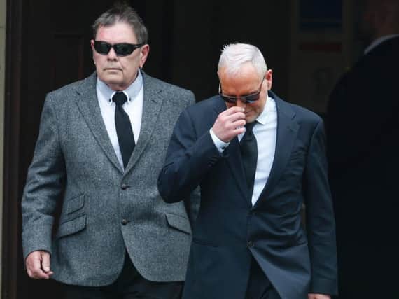 Paul Gascoigne and his father John, left, at the funeral of his nephew Jay Kerrigan-Gascoigne, at St Nicholas with Christ Church in Dunston, Gateshead.
