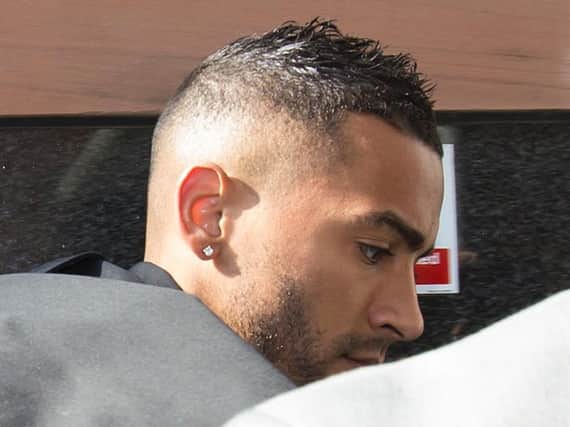 Footballer Danny Simpson arrives at Manchester Magistrates' Court, to pursue an application to revoke his community order sentence.