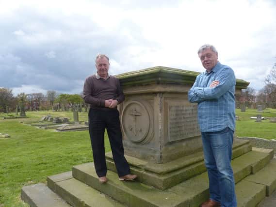 Historian Dr Malcolm Grady left, and South Tyneside College governor Les Watson at the tomb of Dr Thomas Winterbottom in Westoe Cemetery, South Shields.