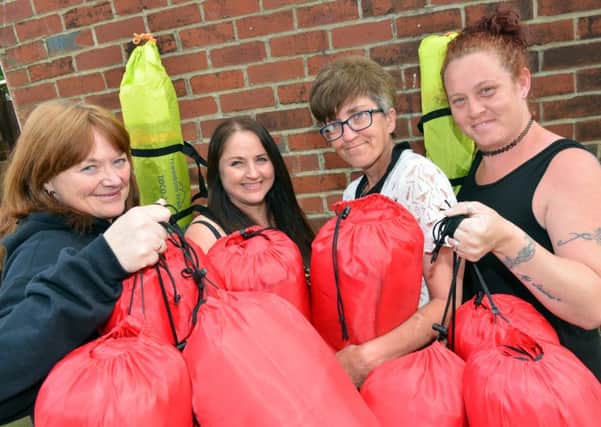 Donations of sleeping bags for the homeless.
From left Hope Jo Nicoll, Peoples Angels Lynn Davis, Peoples Angels Alison Davis and Hebburn Help Angie Comerford