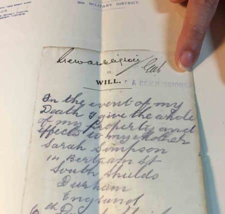 The will of John Simpson Kirkpatrick. Picture courtesy of the State Records Office of Western Australia.