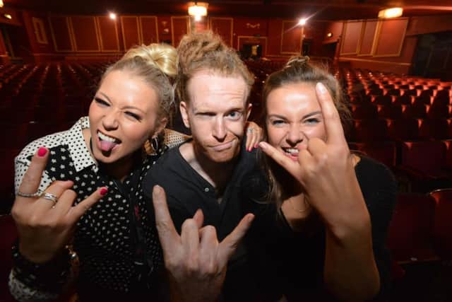 American Idiot at Sunderland Empire. Cast from left Amelia Lily, Newton Faulkner and Alice Stokoe