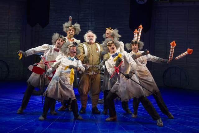 Andy Hockley as Grandpa Potts (centre) and The Cast of Chitty Chitty Bang Bang.