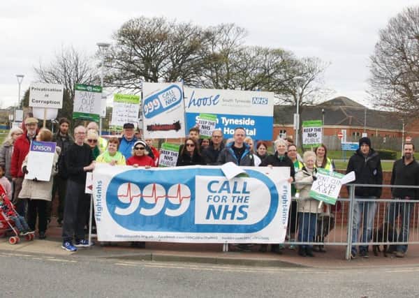 Campaigners on a protest march between the two hospital sites.