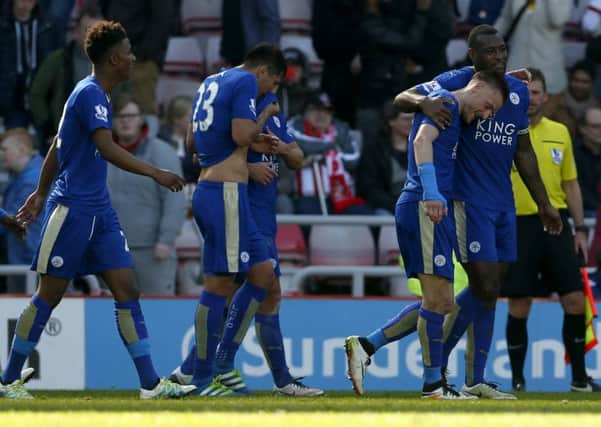 Leicester City celebrate Jamie Vardy's second goal at the Stadium of Light. Will Sunderland meet the champions again on August 13?