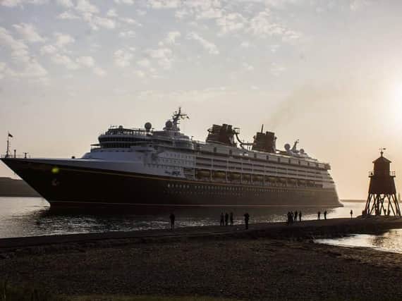 The Disney Magic arriving this morning. Picture by Steven Lomas