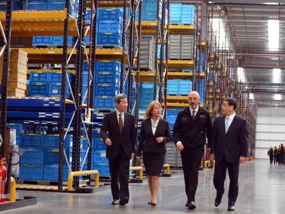Official opening of Vantec Europe Hillthorn warehouse.
From left Mr Funio Komamura Hitachi Transport, Irene Lucas CE Sunderland City Council, Martin Kendall MD Vantec and Mr Yokinobu Kodama President of Vantec.