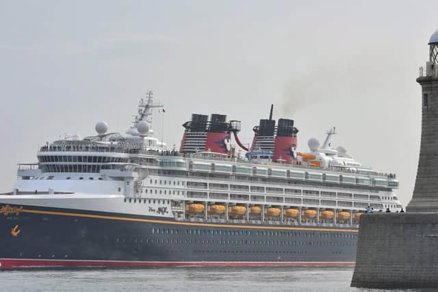 Disney Magic sailing out of the Tyne.