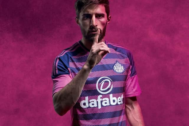 Fabio Borini shows off the new SAFC third kit, revealed by the club yesterday.