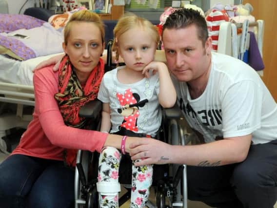 Parents Lisa Boots and Chris Bootes of four year old daughter Jessica Bootes in Newcastle's RVI after the smash.
