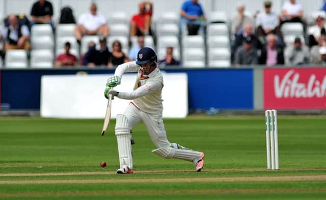 Keaton Jennings in action for Durham against Yorkshire today