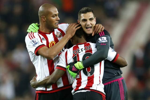 Vito Mannone and Younes Kaboul