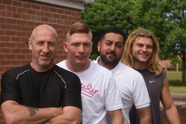 From left to right, Kevan Jackson, Brandon Price, Harvey Gill and Luke Jackson, who are to take part in a skydive in aid of two-year-old Poppy Gidneys family.