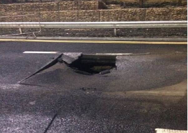 The sinkhole that appeared on the A1