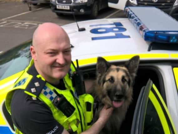 It could have been a woof day for this German Shepherd, pictured with acting inspector Steve Minnikin.