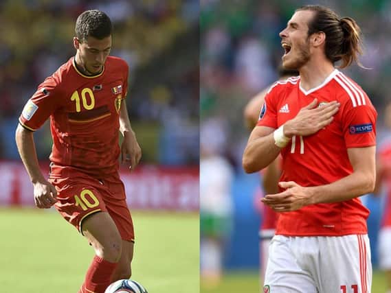 Eden Hazard, left, and Gareth Bale are the men to watch in tonight's Belgium v Wales quarter-final clash.