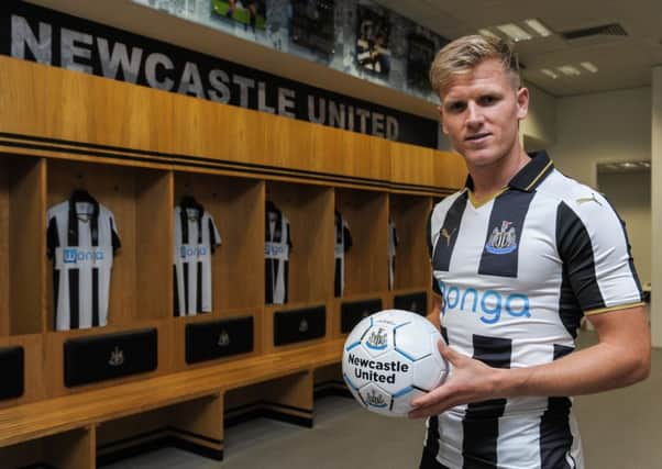 Newcastle new boy Matt Ritchie sports the Magpies' 2016-17 home kit after joining from Bournemouth