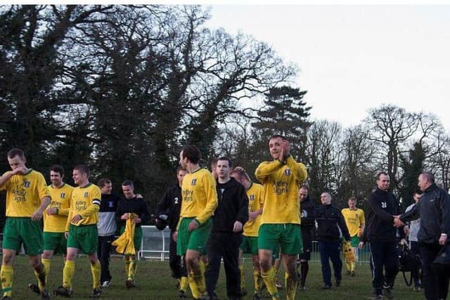 Dunston's players celebrate after beating Stanstead