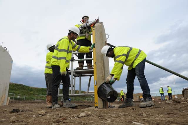 Engineering students undertake a project at Owen Pughes Marsden Quarry, Whitburn.