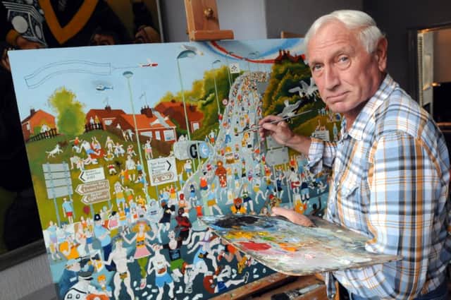 Artist Bob Olley with his new Great North Run painting