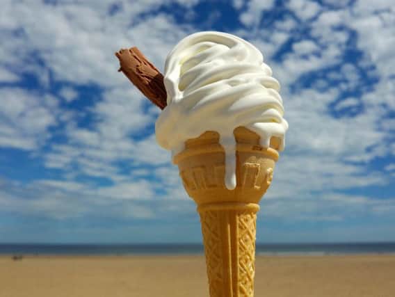 An ice cream melting on Seaton Carew beach